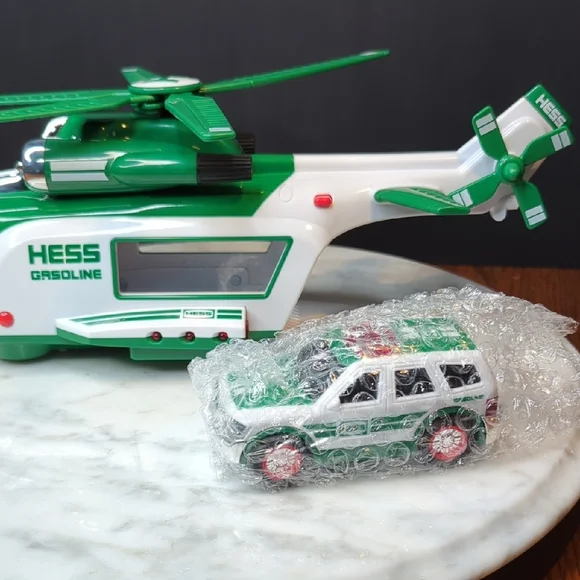 2012 Hess Green and White Helicopter and Rescue Toy - Picture 7 of 14